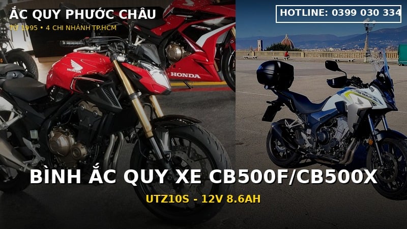 Bình ắc quy xe Honda CB500F/CB500X: UTZ10S (TZ10S, cực R)