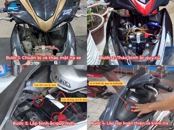 cách thay ắc quy xe Airblade