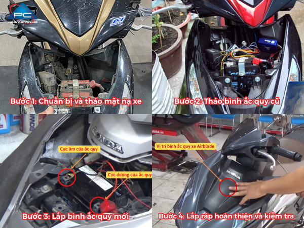 cách thay ắc quy xe airblade 125 từng bước