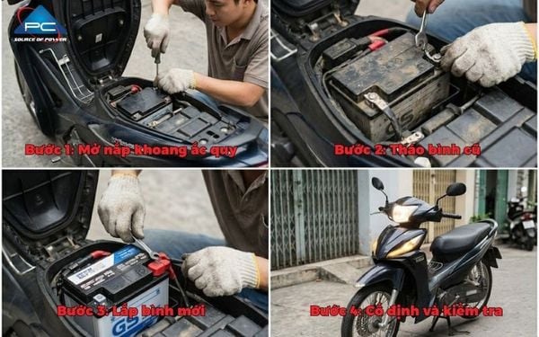 hướng dẫn thay bình ắc quy xe wave