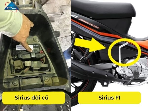 Vị trí bình xăng xe Sirius nằm ở đâu?