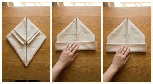 cách gấp khăn ăn hình thuyền buồm