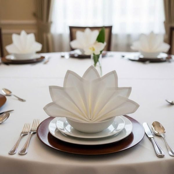 cách gấp khăn ăn hình hoa sen