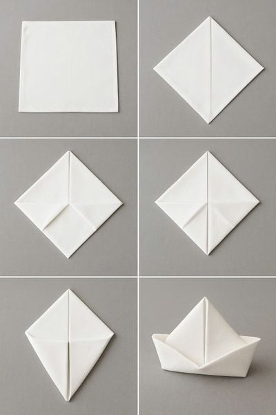 gấp khăn ăn hình mũ ca nô