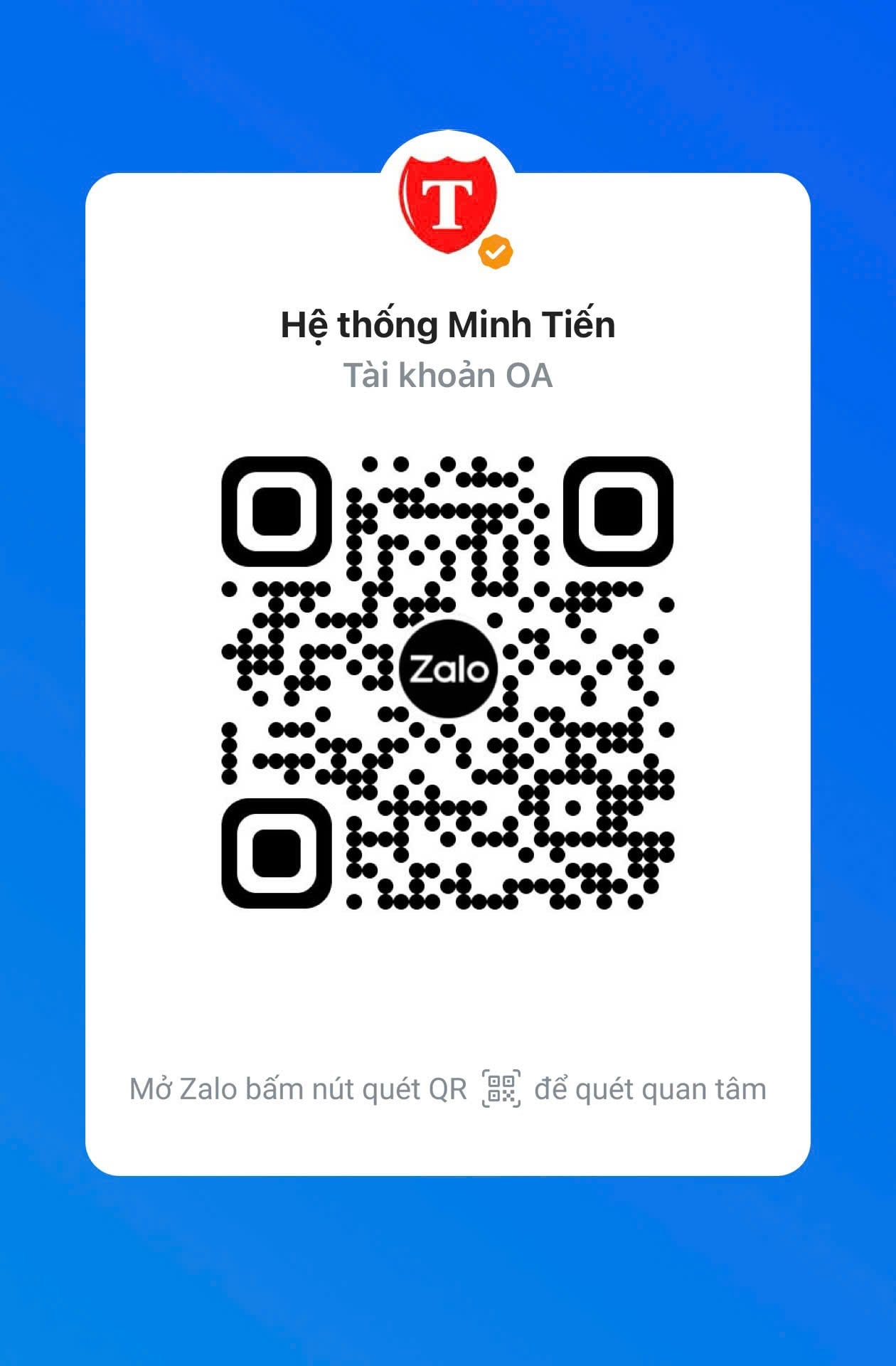 Quan tâm Zalo OA Hệ thống Minh Tiến - Nhận quà liền tay!