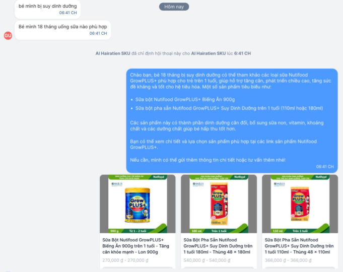 Haravan AI Chat tư vấn dựa trên mô tả nhu cầu của người mua