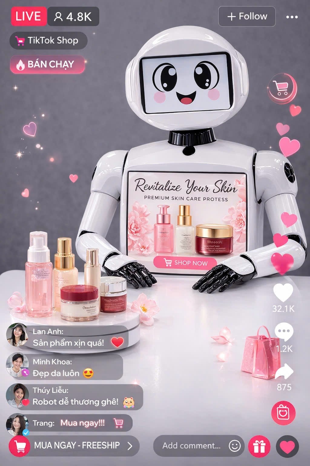 Robot Pos, robot livestream hình người thông minh Probot V3