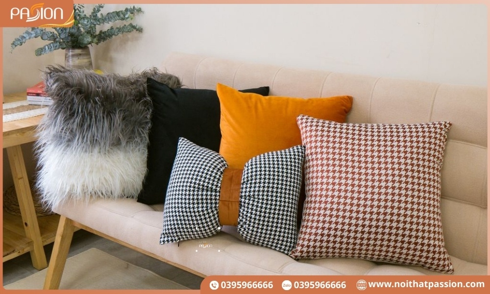 Gối tựa lưng sofa houndstooth cao cấp phong cách retro