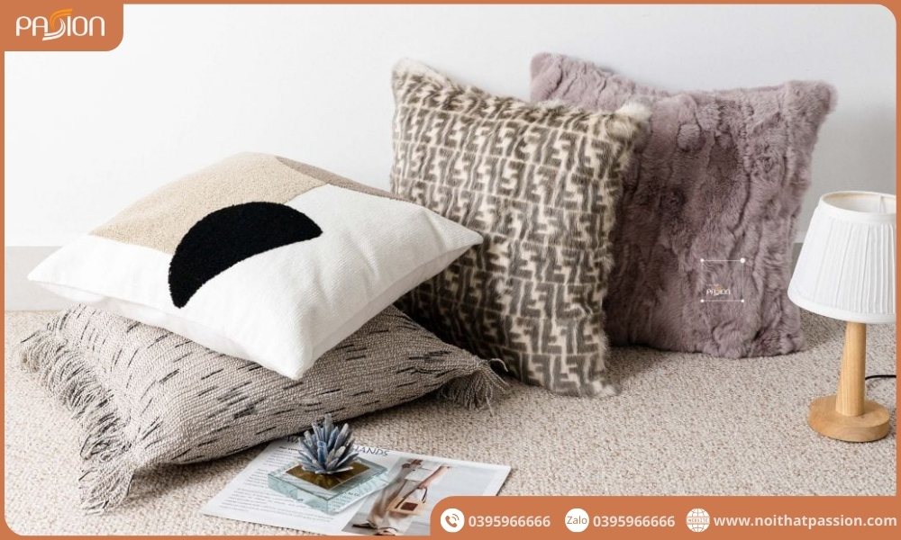 Gối tựa lưng Sofa cao cấp tông nâu tím sang trọng