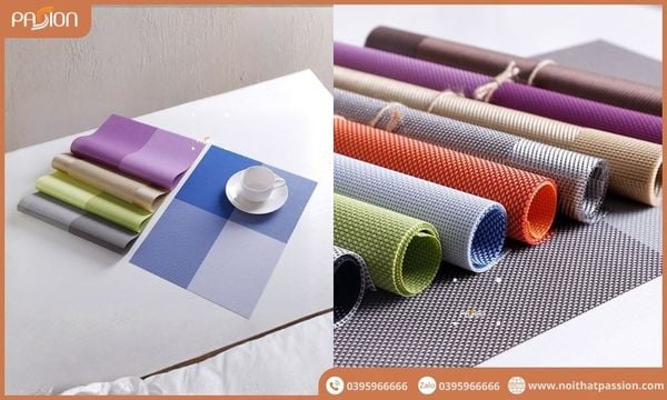 Tấm lót nhựa PVC lót bàn ăn sọc màu