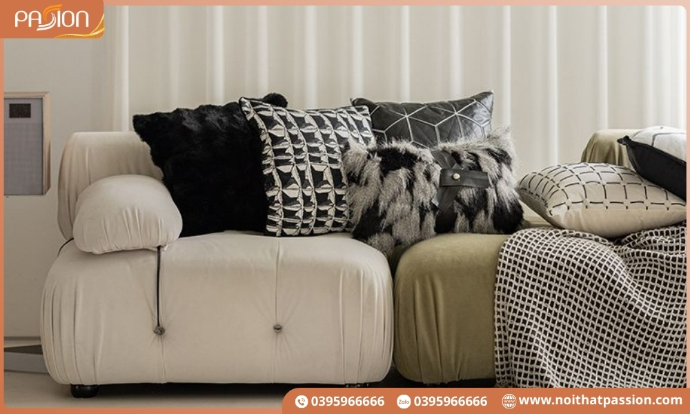 Gối tựa lưng trắng đen phong cách Bắc Âu tối giản