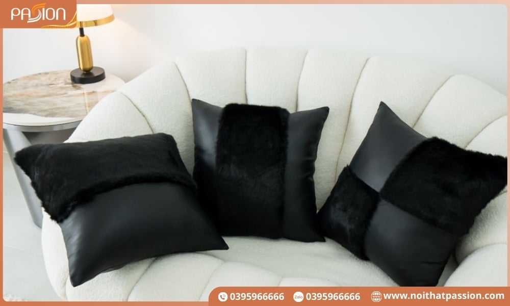 Gối tựa lưng lông thú phong cách châu Âu