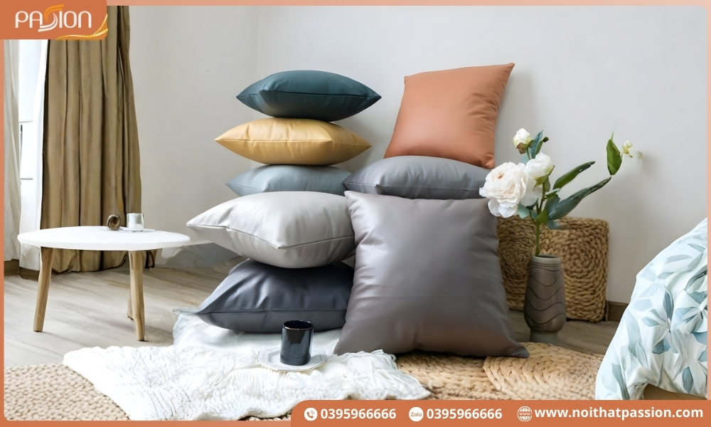 Ưu điểm thực tế của gối tựa lưng sofa da trong nội thất