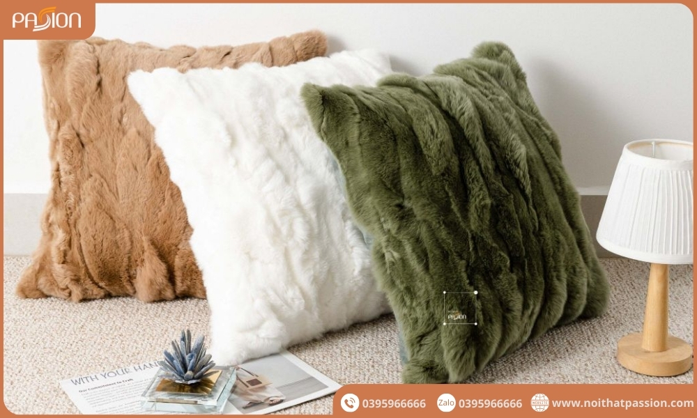 Gối tựa lưng Sofa lông mịn gợn sóng cao cấp