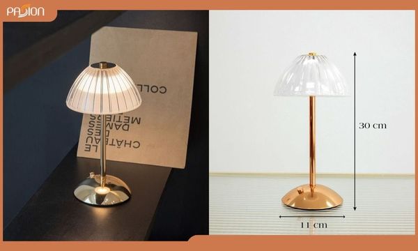 Đèn bàn pin sạc cảm ứng cao cấp pha lê
