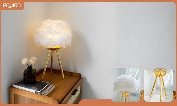 Đèn đầu giường để bàn lông vũ sang trọng