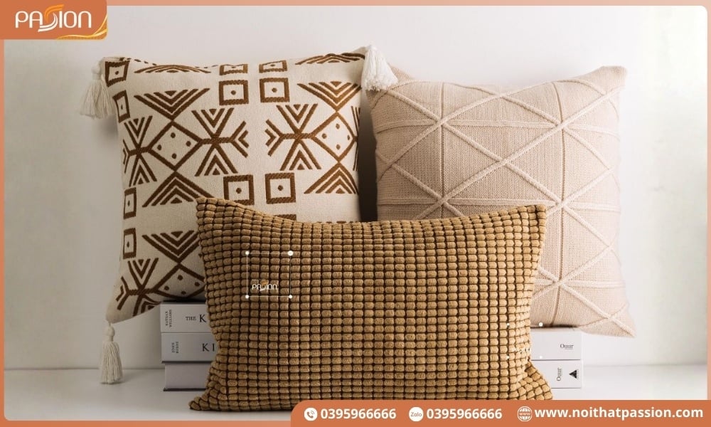 Set gối tựa lưng phong cách nâu be tối giản