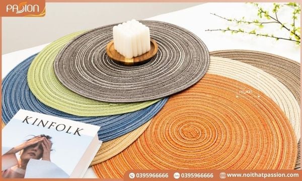 Tấm lót bàn ăn tròn đan sợi dệt cách nhiệt