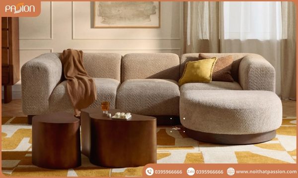 Ghế sofa Wabi Sabi chữ l bo cong modern minimalist