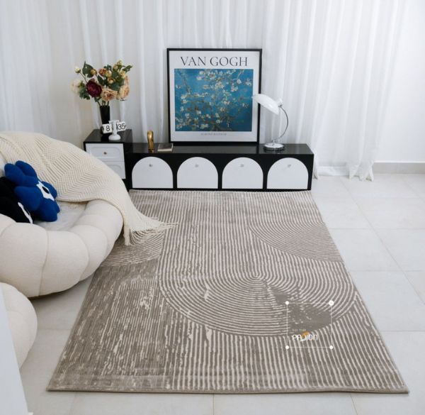 Mix thảm với màu tường tương phản tạo điểm nhấn