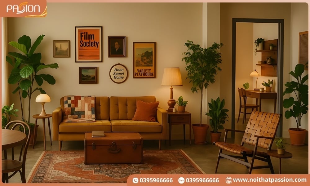 Cách lựa chọn nội thất khi decor phòng khách Vintage