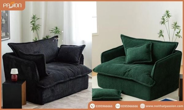 Ghế thư giãn sofa đơn có lót gối đệm lông