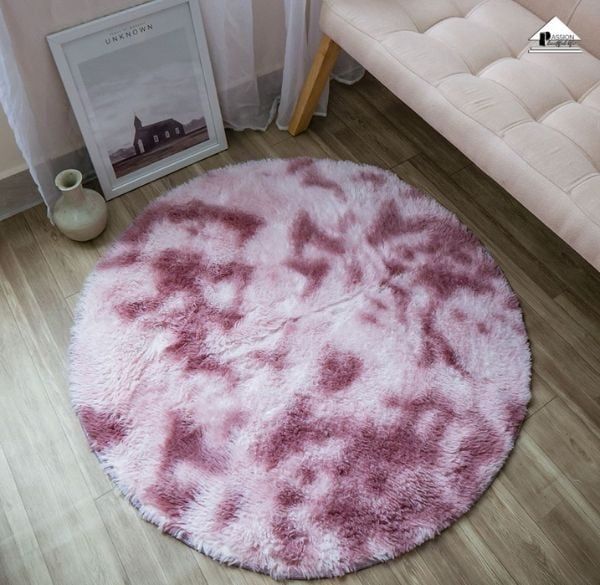 Thảm Lông Tròn Loang Hồng