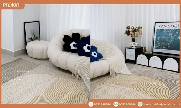 Thảm Thổ Nhĩ Kỳ lông sợi ngắn be xám