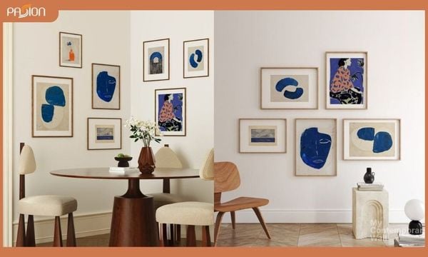 Kết hợp tranh nghệ thuật và các mẫu hoa khô, hoa giả decor