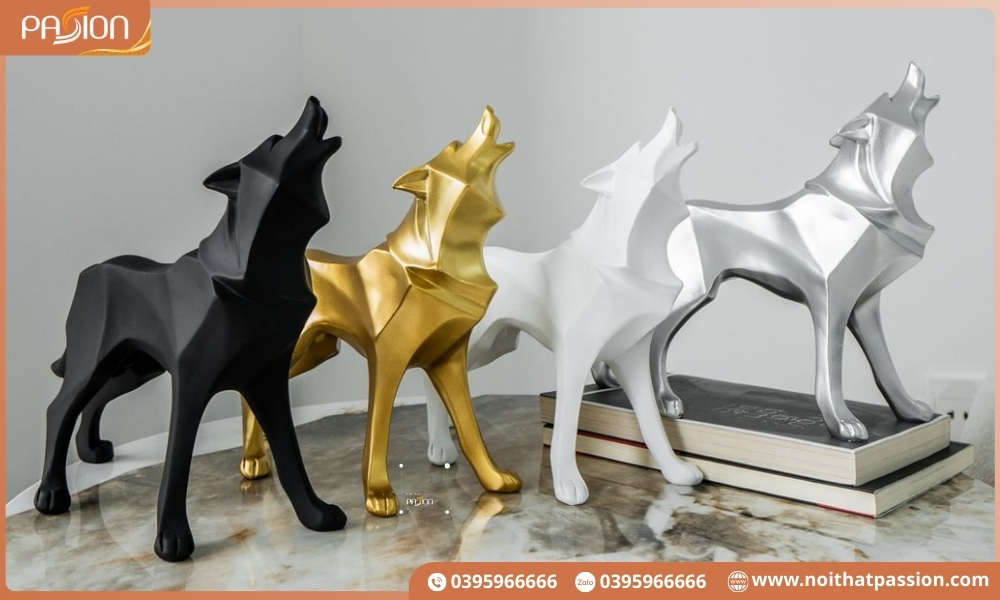 Tượng decor Sói phong cách cá tính