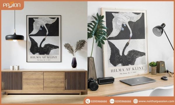 Tranh treo tường phòng ngủ đôi chim thiên nga