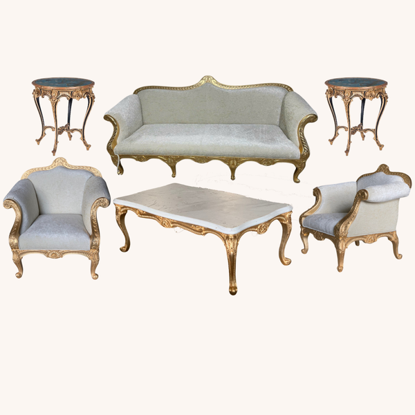 Bộ sofa họa tiết cổ điển dát vàng