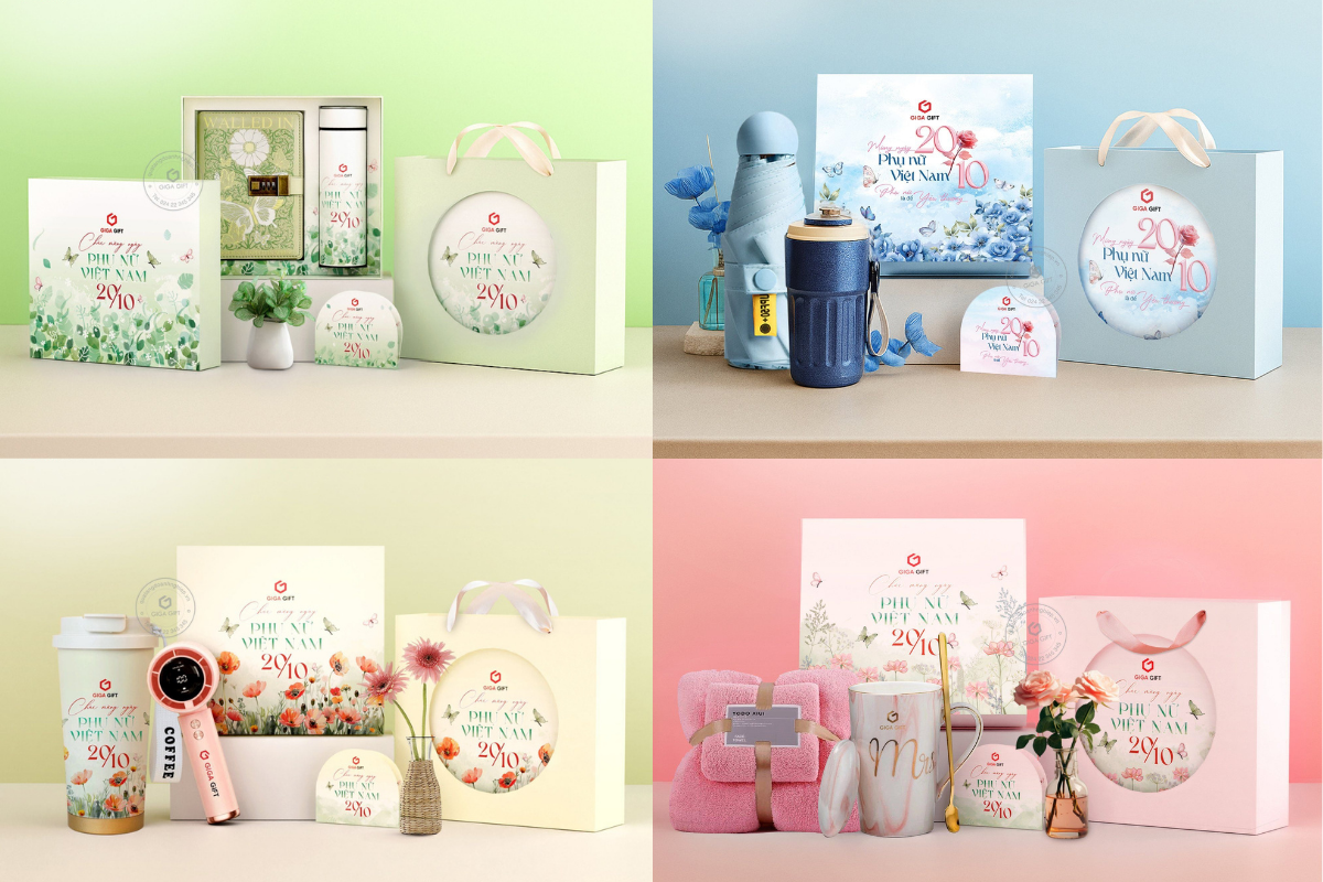 Mẫu set quà tặng 8/3 in logo cho doanh nghiệp