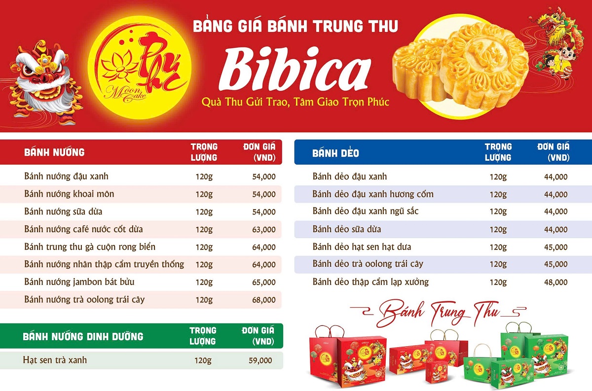 Bảng giá bánh Trung Thu Bibica mới nhất