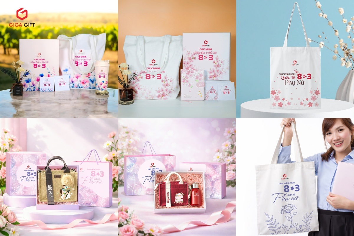 Set túi vải tote, túi canvas mini tối ưu ngân sách quà tặng 8/3