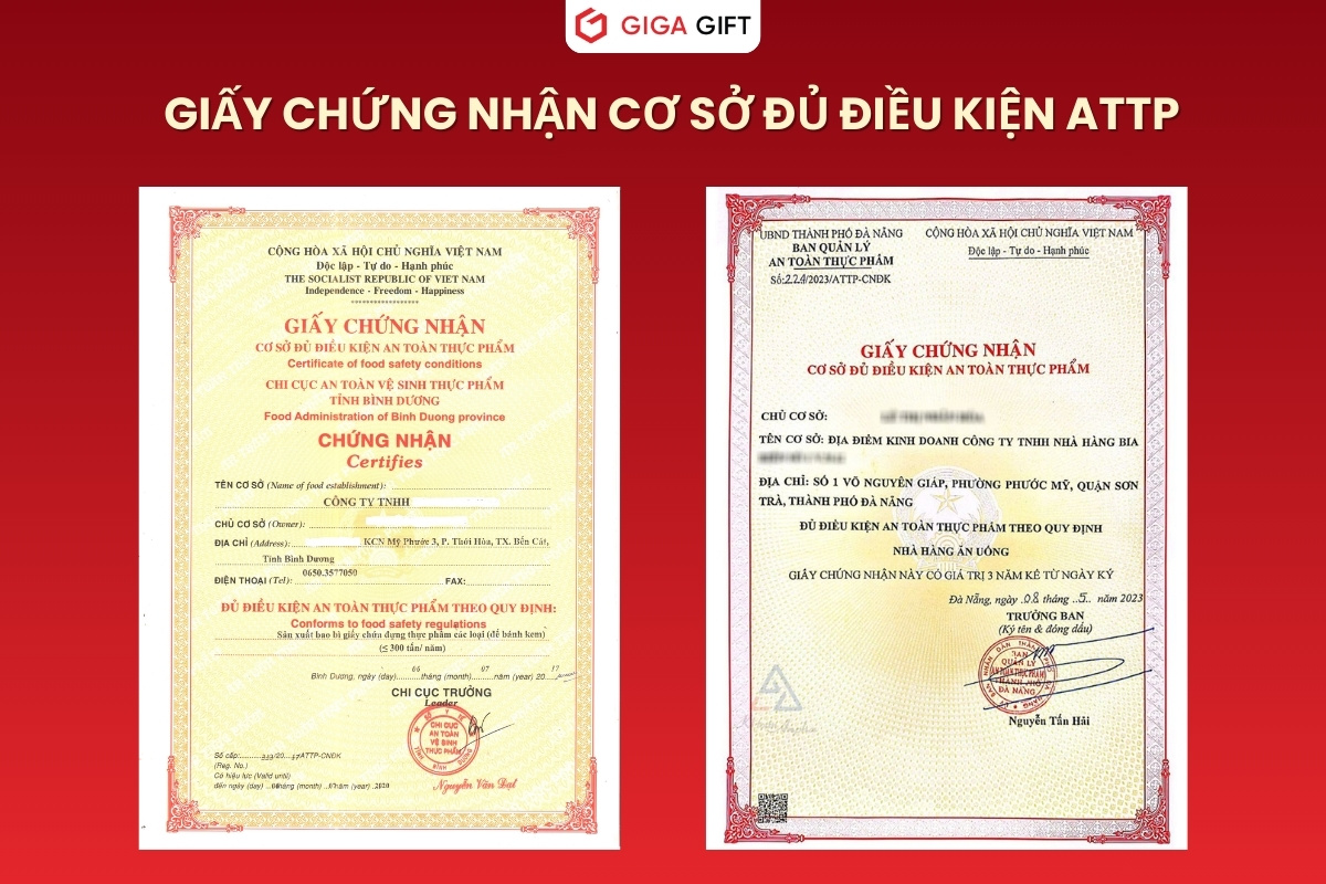 Giấy chứng nhận cơ sở đủ điều kiện ATTP
