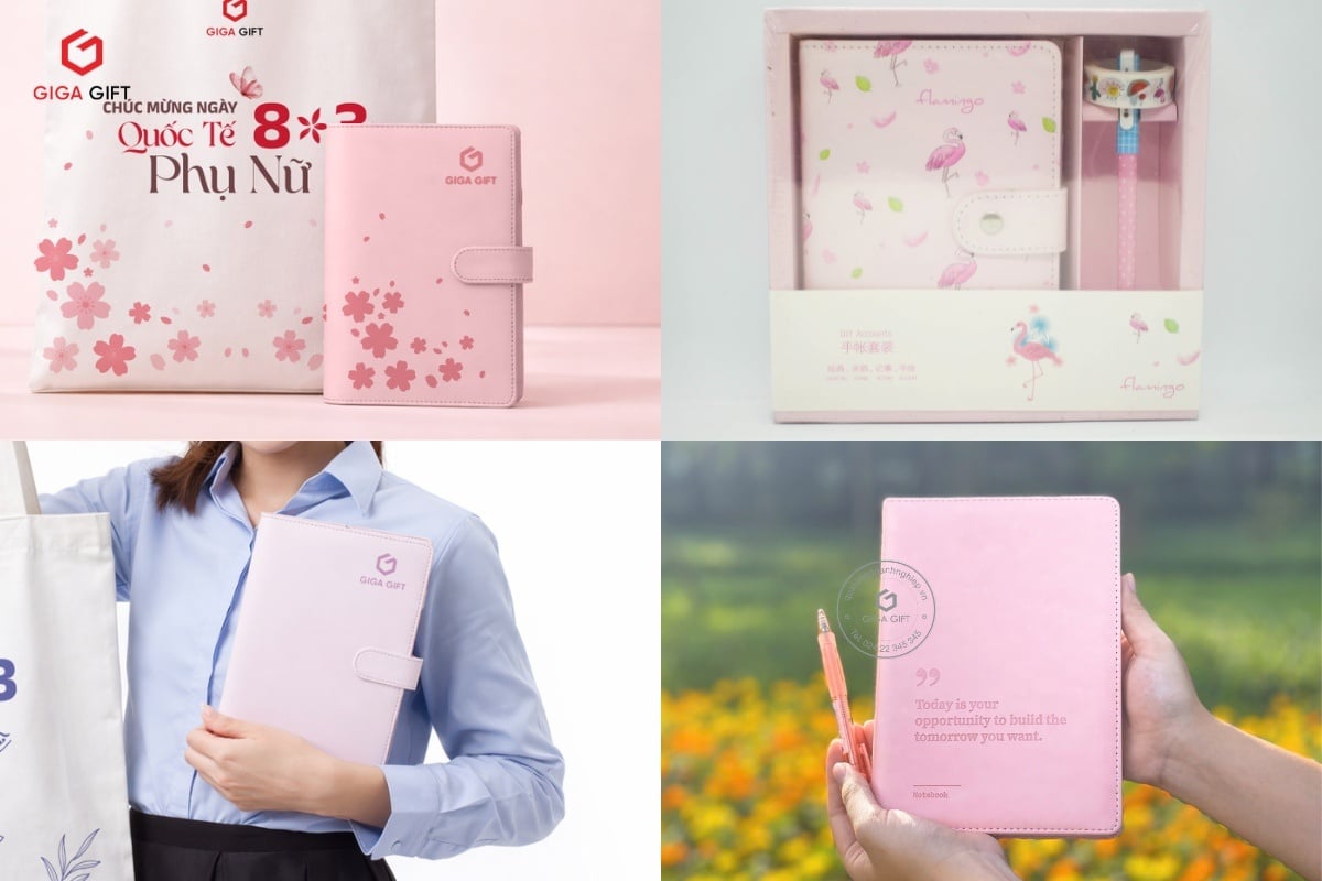 Sổ tay da A5 màu sắc nhẹ nhàng, họa tiết thanh lịch