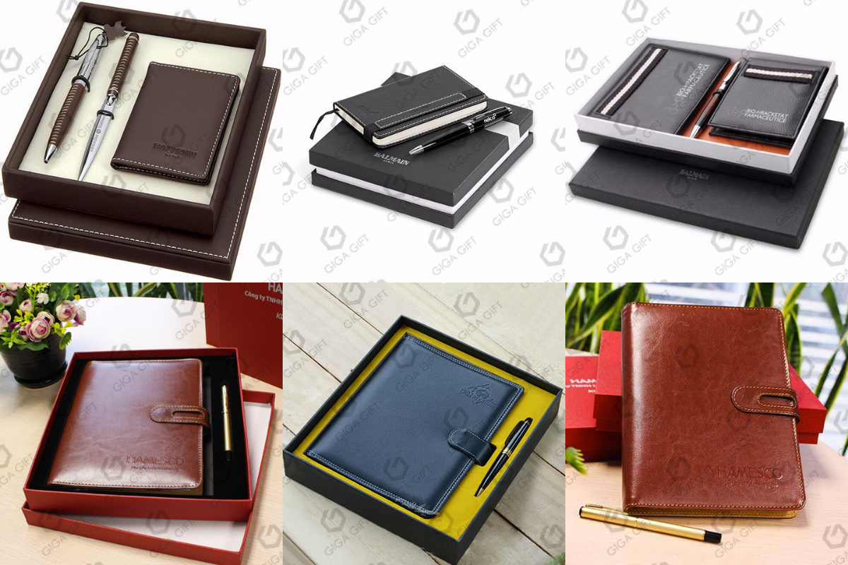 Set quà tặng truyền thống sổ da cùng bút