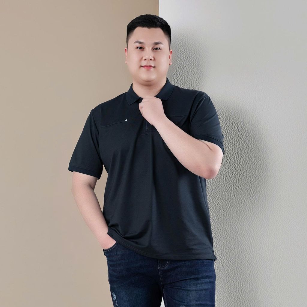 Áo polo xanh a8 big size nam Akyoo