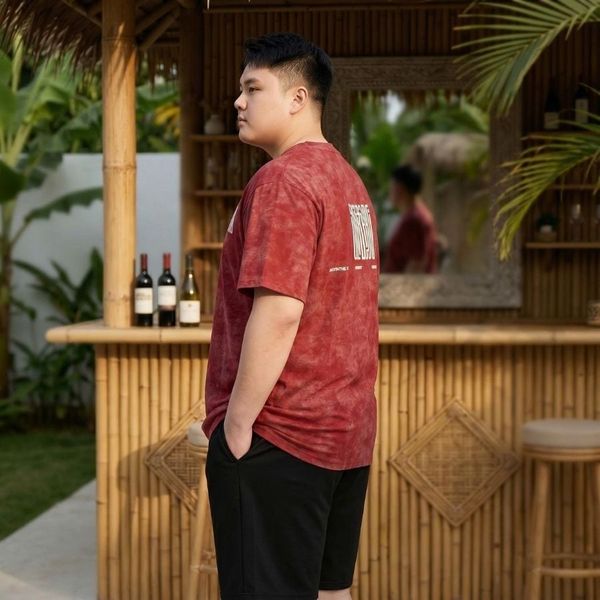 Áo thun kết hợp với quần short basic big size phối đồ đi biển