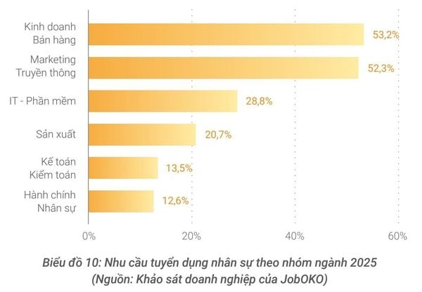 Biểu đồ nhu cầu tuyển dụng Marketing 2025