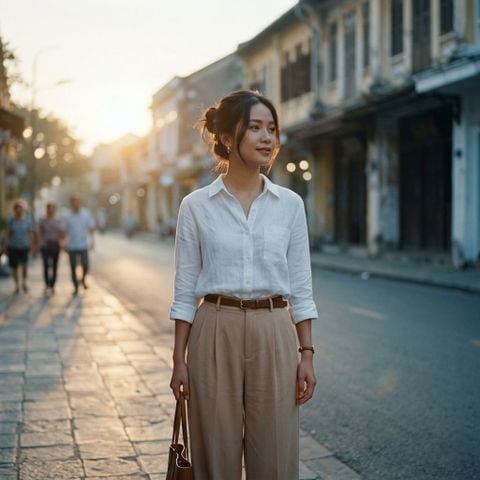 Áo sơ mi + quần ống rộng – Thanh lịch hiện đại