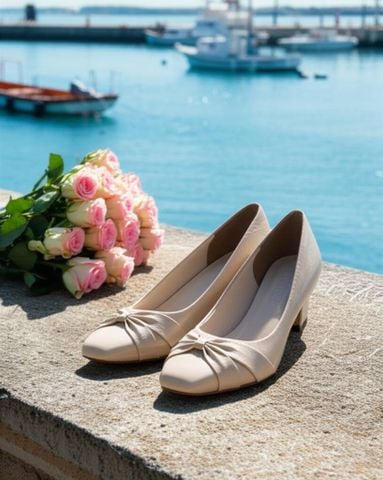 Giày cao gót đính nơ Hạnh Dung