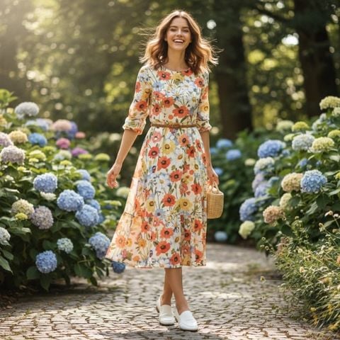 Váy hoa và Giày Lười