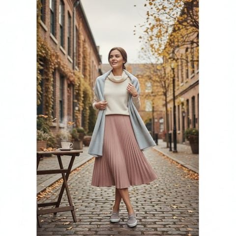 Áo len + giày lười da