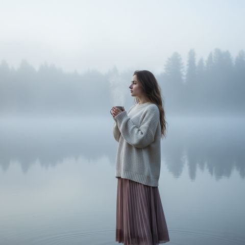 Áo len oversize và chân váy dài