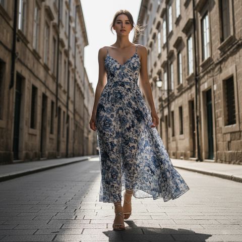 Sandal dây mảnh và váy maxi