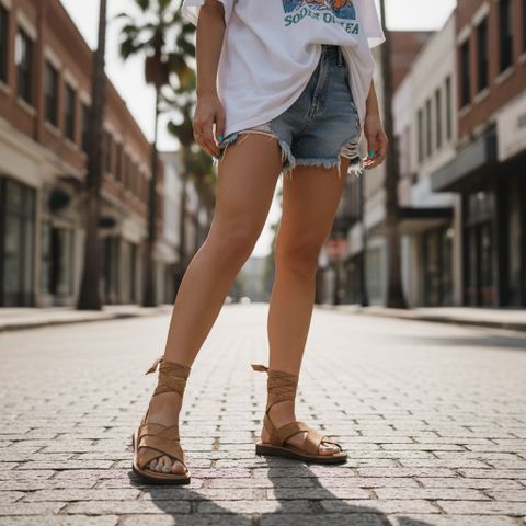 Sandal quai ngang và Áo phông quần short - Giày Hạnh Dung