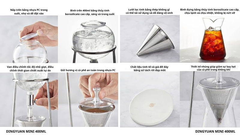 tháp pha cà phê mini 400ml