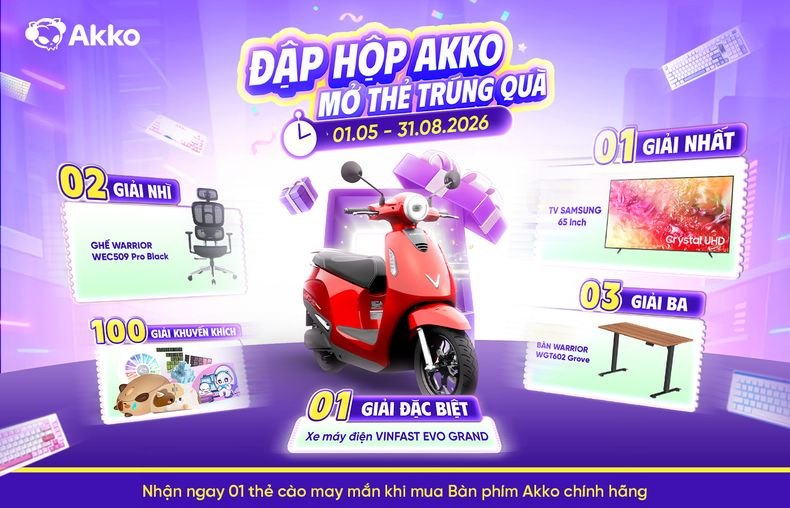 khuyến mãi bàn phím cơ akko trúng thưởng xe VinFast